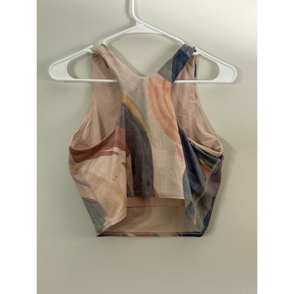 Athleta Conscious A-C Watercolor Brushstroke Racerback Crop Tank Bra Size L - Picture 2 of 3